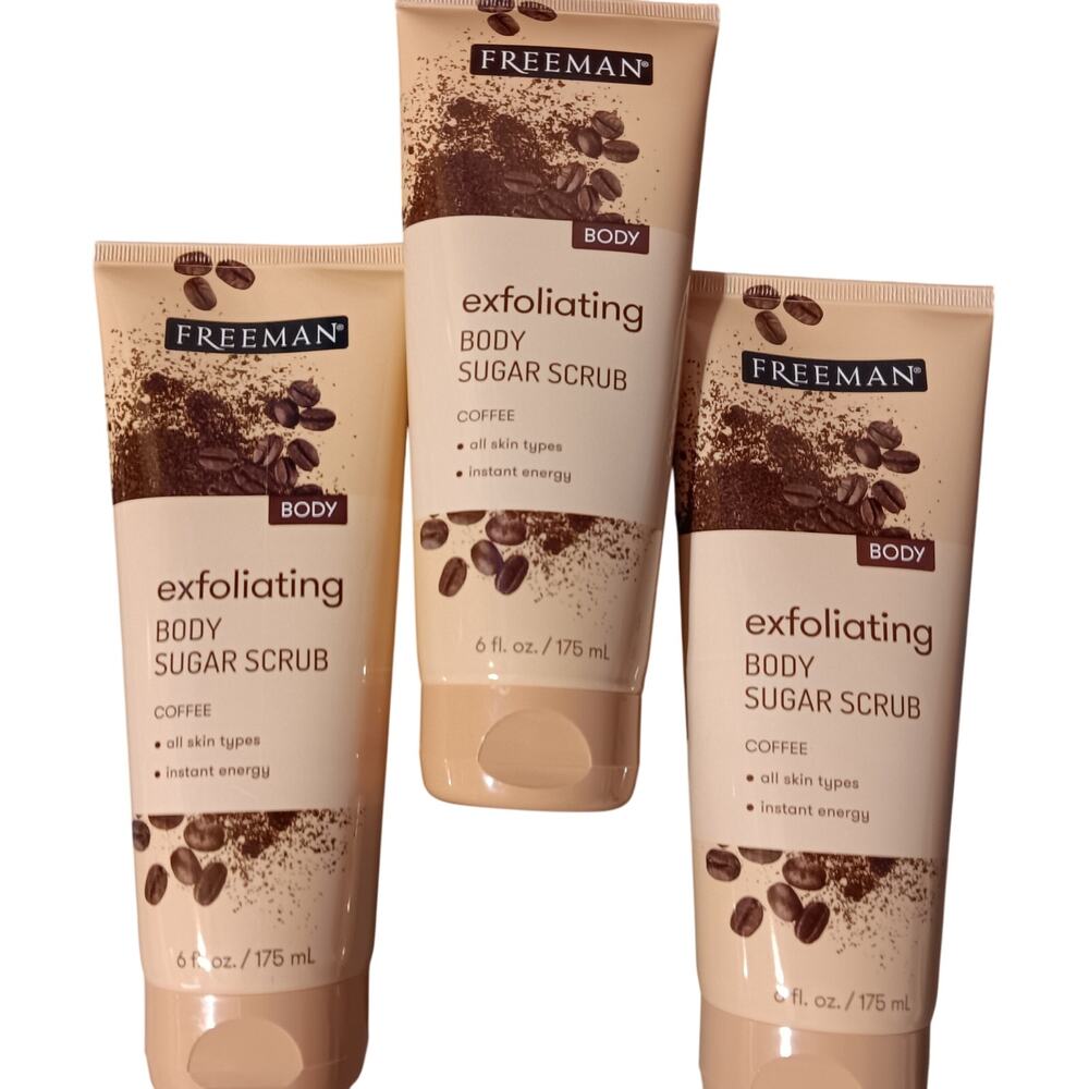 Freeman Coffee Exfoliating Body Sugar Scrub (qty 3) NEW 6 fl. oz each